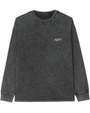 FIVE CM Acid-Wash Logo-Print T-Shirt - Gray