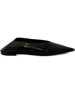 Saint Laurent Nour Pointed-toe Leather Mules - ブラック