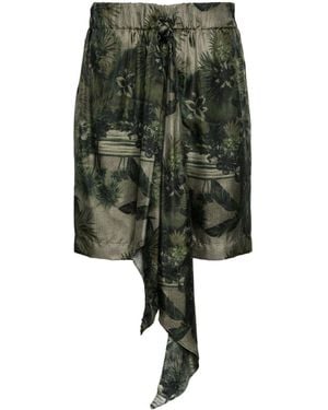 Roberto Cavalli Hawaii-print Silk Shorts - Green