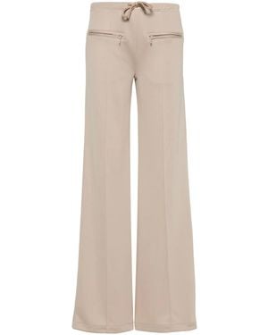 Courreges Logo-Patch Ribbed Trousers - Natural