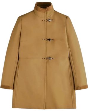 Fay Virginia Toggle-Fastening Velvet-Trim Jacket - Natural