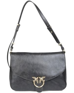 Pinko Sac Porté Épaule Love Love Birds En Cuir - Grey