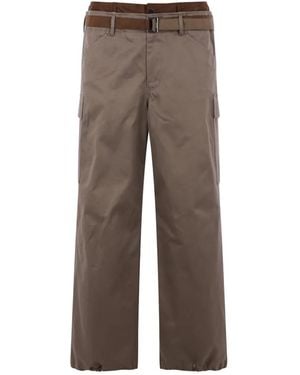 Sacai Gabardine Cargo Trousers - Brown