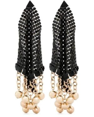Rabanne Draped Chainmail Drop Earrings - Black