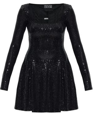 Versace Jeans Couture スパンコールトリム ミニドレス - ブラック