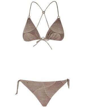 Pin-Up Stars Lurex Geometric-Print Bikini - White