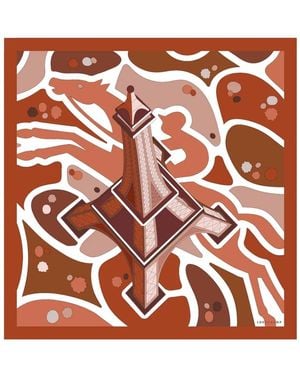 Longchamp Equestrian Tower Silk Scarf - Red