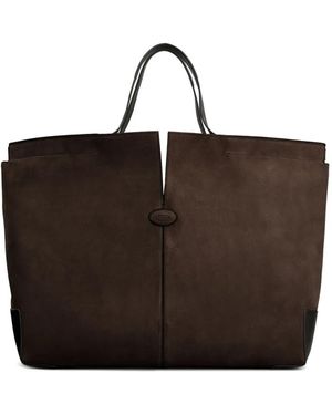 Tod's Maxi Suede Tote Bag - Brown