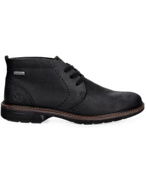 Ecco Jamestown Lace-Up Leather Chelsea Boots - Black