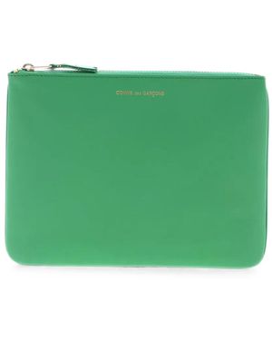 Comme des Garçons Logo-Print Leather Pouch - Green
