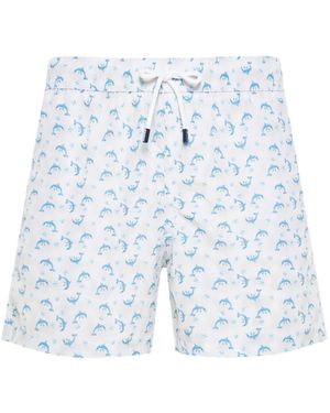 Fedeli Dolphin-Print Swim Shorts - Blue