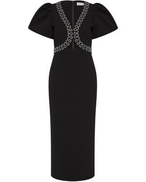 Rebecca Vallance Nyx Midi-Jurk Met Pofmouwen - Zwart