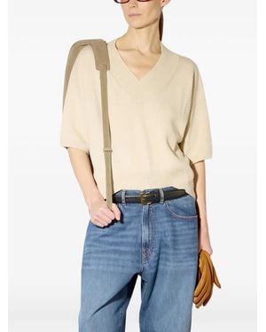 Liviana Conti Short-Sleeve V-Neck Jumper - Blue