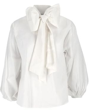 Shirtaporter Blusa De Popelina Con Detalle De Lazo - Blanco
