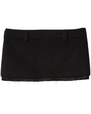 Miu Miu Satin-Trim Velour Miniskirt - Black