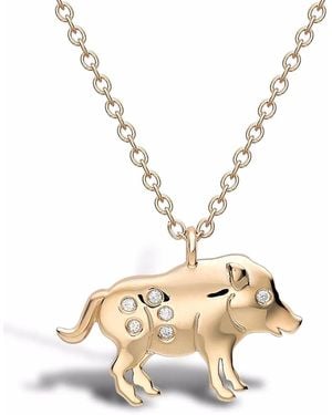 Pragnell 18Kt Zodiac Diamond Pig Pendant - Metallic