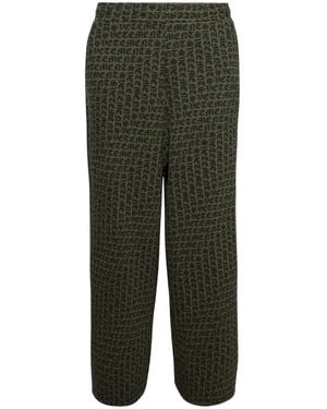Vetements Monogram-Print Cotton Wide-Leg Pants - Green
