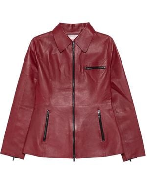 Iceberg Zip Leather Jacket - Red