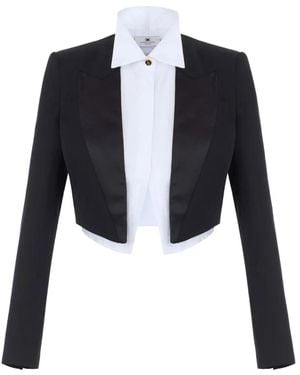Elisabetta Franchi Cool Wool Jacket With Shirt - Blue