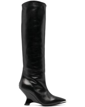 Philipp Plein 90Mm Sculpted-Heel Leather Boots - Black