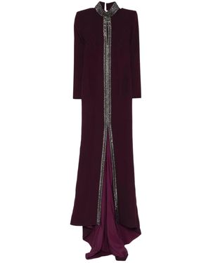 Jean Louis Sabaji Crystal-Embellished Mermaid Gown - Purple