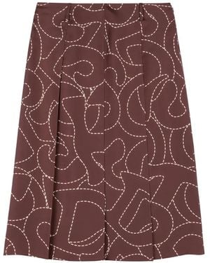 Tod's Topstitched Box-Pleat Skirt - Purple
