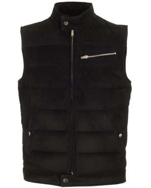 Al Duca d'Aosta Padded Suede Gilet - Black