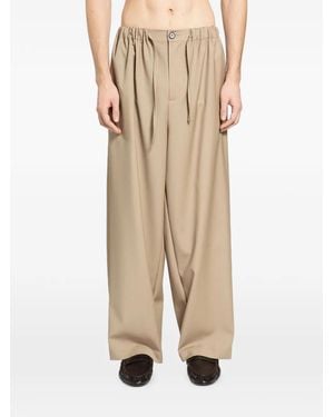 ROSE BURRITO Wool Wide-Leg Trousers - Natural