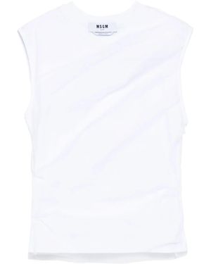 MSGM Mesh Detailing Top - White
