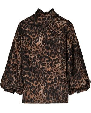 Johanna Ortiz Top Intricate Islands con manga obispo - Marrón