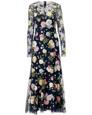 Carolina Herrera Floral-Embroidered Maxi Dress - White