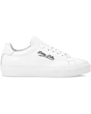 Philipp Plein Lace-Up Leather Trainers - White