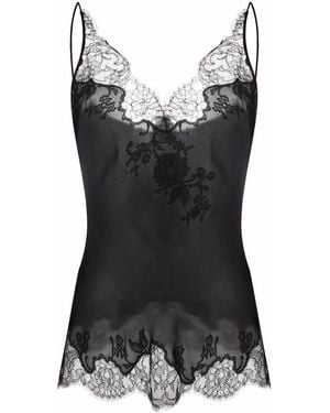 Carine Gilson Lace-Panelled Silk Camisole - Black