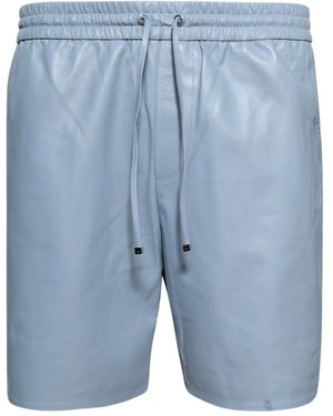 Amiri Leather Drawstring Shorts - Blue