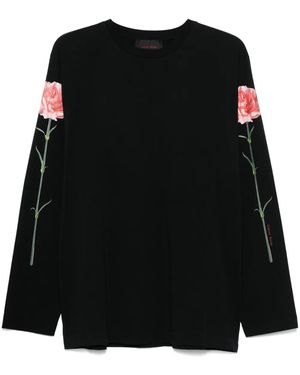 Simone Rocha Carnation-Print Long-Sleeve T-Shirt - Black