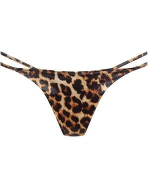 Maison Close Leopard-Print Ring-Detail Bikini Bottoms - Natural
