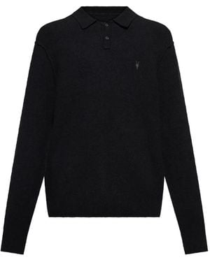 AllSaints Sattten Polo-Neck Long-Sleeves Jumper - Black