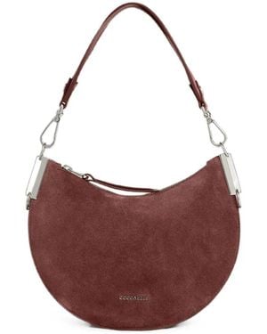 Coccinelle Sunup Suede Crescent-Shaped Shoulder Bag - Brown