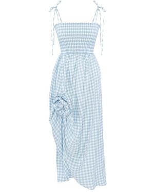Sleeper Gingham-Pattern Midi Dress - Blue