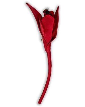 Erdem Broche Met Satijnen Bloem - Rood