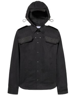 Off-White c/o Virgil Abloh Studded Hooded Shirt - Black