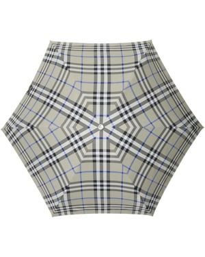 Burberry Compact Zul Checked Umbrella - Grey