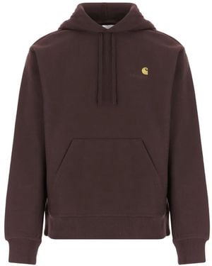Carhartt American Script Logo-Embroidered Hoodie - Brown