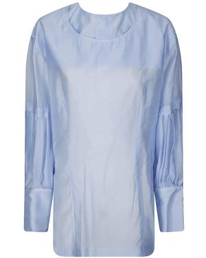 Thelatest Erin Gathered-Sleeve Blouse - Blue