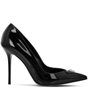 Philipp Plein 105Mm Pointed-Toe Leather Court Shoes - Black