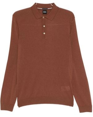 BOSS Long-Sleeve Polo Shirt - Brown