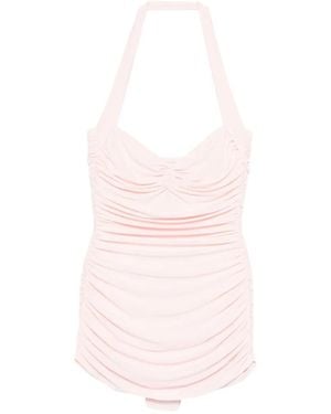 Norma Kamali Bill Mio Halterneck Ruched Swimsuit - Pink