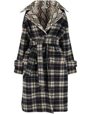 Duran Lantink Plaid Snakeskin Coat - Black