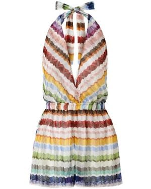 Missoni Short Zig Zag Tulle Cover-Up Jumpsuit - White
