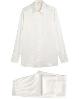 Olivia Von Halle Bacall Silk Pajama Set - White